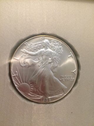 United States Silver Dollar,  1986 Bullion In Frame photo