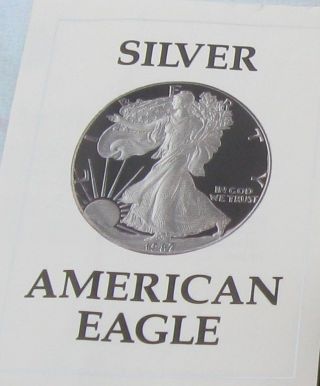 1987 Proof Eagle.  999 Fine Silver [ & ] photo
