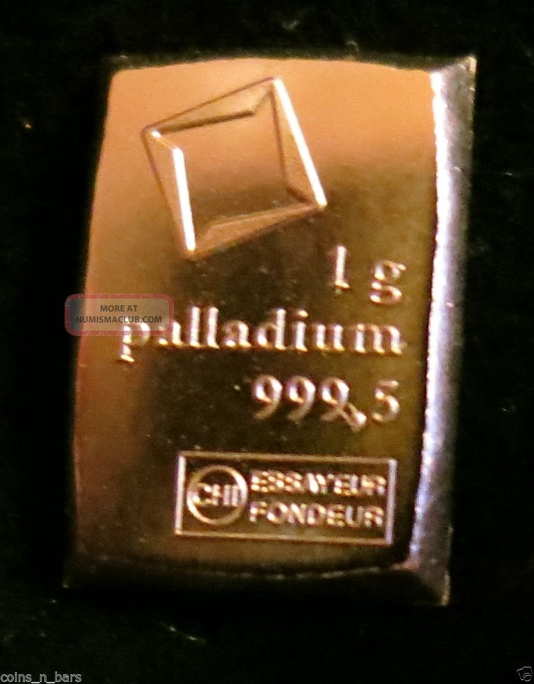 One Gram Palladium Pd Bar Valcambi S.  Suisse 999.  5 Pure Solid Palladium Bar Look Bullion photo