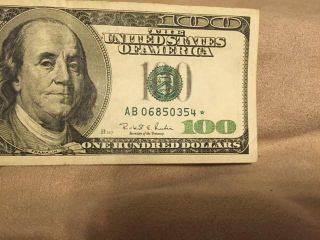 1996 Star Note $100 One Hundred Dollar Bill Ab 06850354 photo