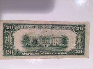 1934 B Federal Reserve Note Twenty Dollar Bill $20.  Au/cu. photo