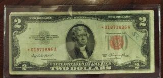 $2 Bill Star Note 01871886a Two Dollar Bill Series 1953 Circulated photo