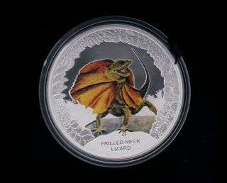 2013 Tuvalu 1 Oz.  999 Silver Frilled Neck Lizard Proof Coin Perth 5000 Mintage photo