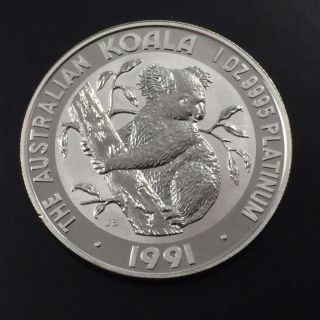 1991 1 Oz.  9995 Fine Platinum Australian Koala Coin - Pr - 033 photo