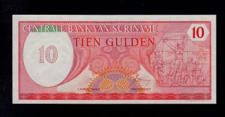 Suriname 10 Gulden 1982 Pick 126 Unc Banknote. photo