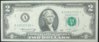 1976 $2.  Scarce Star Note Federal Reserve Note,  Unc Declaration Of Independence photo
