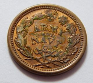 Unc 1863 Civil War Patriotic Store Card Token - Army & Navy - Fuld Id 221/324a photo