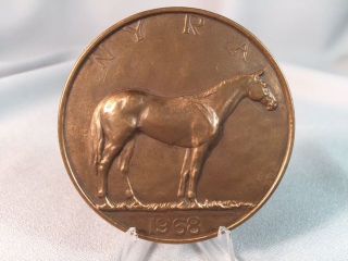 Medallic Art Co.  Bronze Horse Medal From Belmont Park Reopening 1968 photo