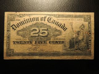 1900 Dominion Of Canada Shinplaster 25 Cents Paper Boville Dc - 15b photo