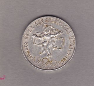 1968 Circulated 0.  720 Silver Mexican Olympic Coin (mm86a) photo