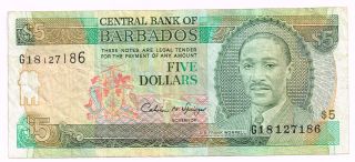 1993 Barbados 5 Dollars Note - P43 photo