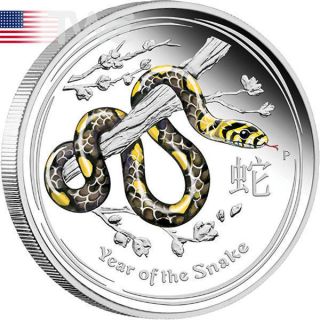 Australia 2013 50 Cents Year Of The Snake 1/2oz Proof Silver Coin Coloured Coin photo