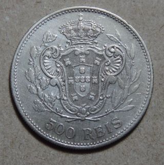 Portugal 500 Reis 1908 12.  50 G.  0.  9170 Silver Km 547 King D Manuel Ll photo