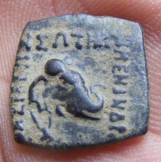 Indo - Greek Menander I Circa 155 - 130 B.  C Ae Square Elephant /club 2.  76g photo