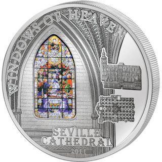 Cook Islands 2011 10$ Seville Cathedral Windows Of Heaven Proof Silver Coin photo