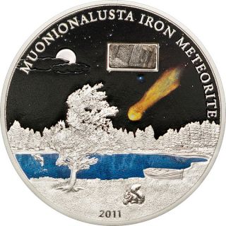 Cook Islands 2011 5$ The Muonionalusta Meteorite Proof Silver Coin photo