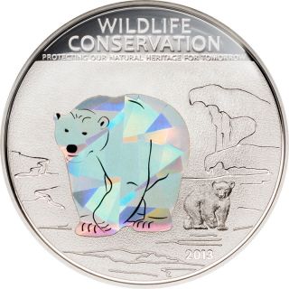 Cook Islands 2013 5$ Polar Bear Prism 2013 Proof Silver Coin photo