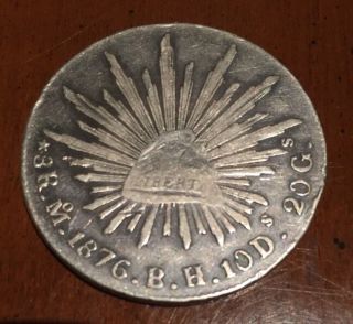 Silver 8 Reales 1876mo Bh Mexico Republica Mexicana Silver Foreign Mexican Rare photo