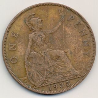 1935 Great Britain Large Penny (coin,  Money,  Collectible) A photo