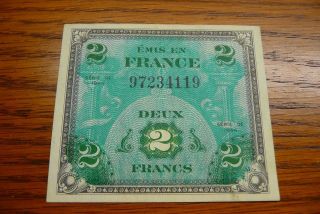 France Military Occupation Series 1944 2 Franc Bill Note Paper Money photo