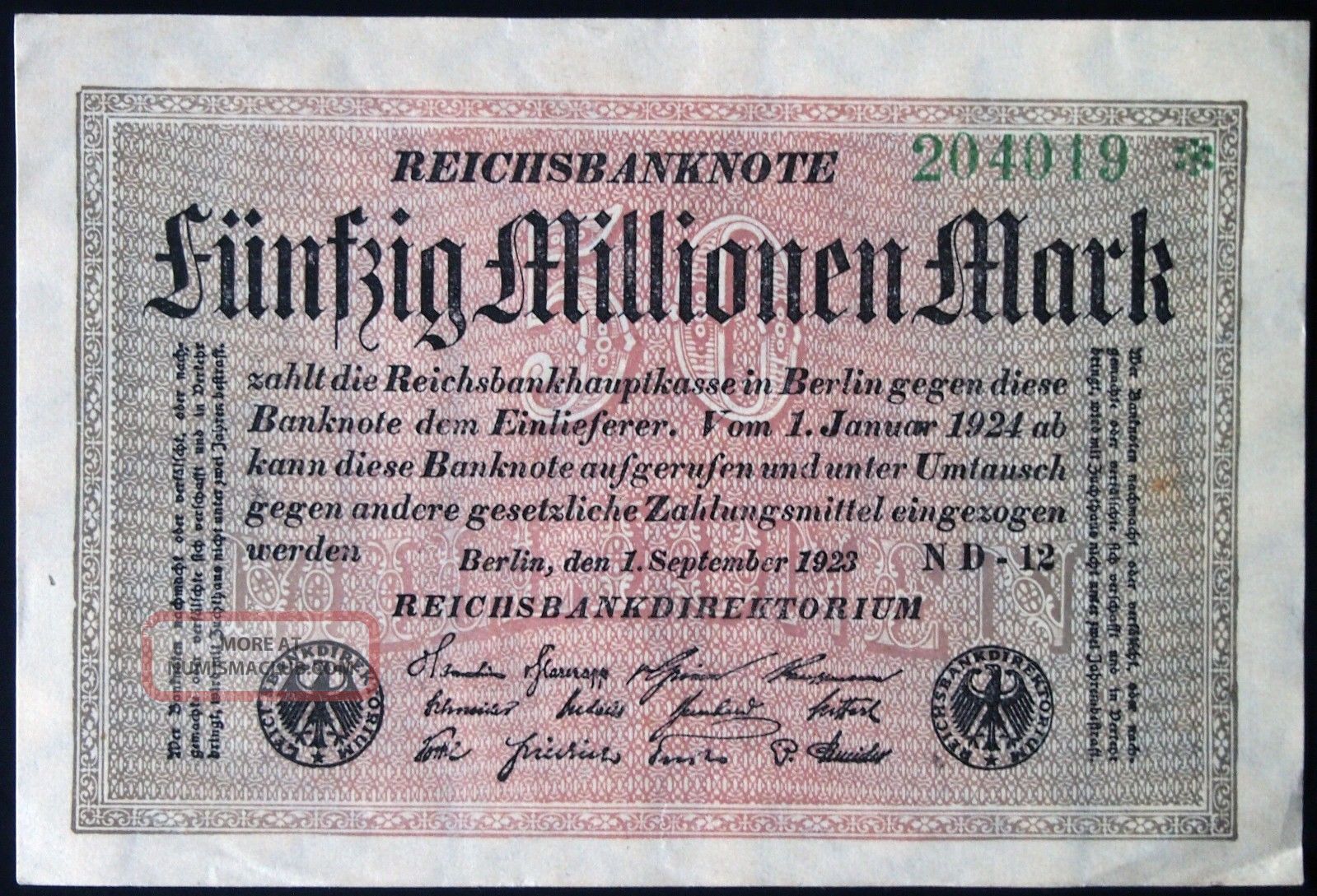 Germany 1923 50 Million Mark P 109 German Banknote 204019 germany-1923-50-million-mark-p-109-german-banknote-204019