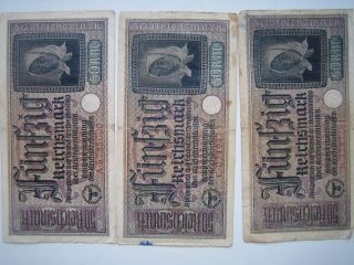 Nazi German Reichsmarks From 1939 - 45 50 Mark photo