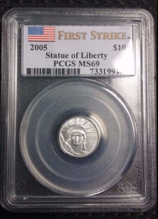 2005 Platinum Eagle Pcgs Ms 69 Us $10 Dollars 1/10 Oz.  9995 Coin First Strike photo