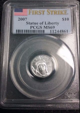 2007 Platinum Eagle Pcgs Ms 69 Us $10 Dollars 1/10 Oz.  9995 Coin First Strike photo