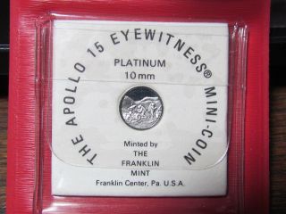Franklin 1971 Apollo 15 Eyewitness 1.  5 Gram Pure Platinum Mini - Coin W/coa photo