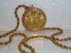1947 50 Peso 37.  5gr.  Mexican Gold Coin 20gr 14k Bezel & 1/20th Gold Filled Chain Mexico photo 3