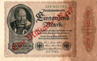Xxx - Rare 1 Milliarde (billion) Mark Weimar Inflation Banknote 1922 F photo