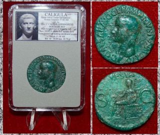 Roman Empire Coin Caligula Vesta Seated Holding Patera Reverse Coin photo