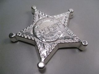 Mpm - Monarch 5 Troy Oz.  999 Silver Star Sheriff Badge 3d Hand Poured Bar.  15 photo