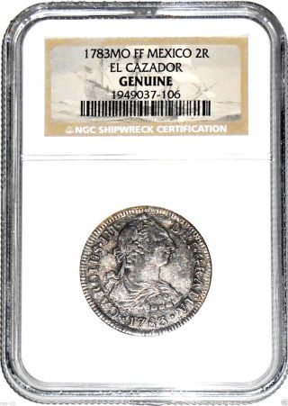 1783 Mo Ff Mexico 2 Reales El Cazador Shipwreck Coin,  Ngc Certified, photo