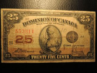 1923 Dominion Of Canada Shinplaster 25 Cents Mccavour Saunders Dc - 24c 553311 photo
