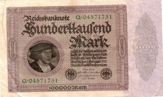 Xxx - Rare 100000 Mark Weimar Inflation Note 1923 photo