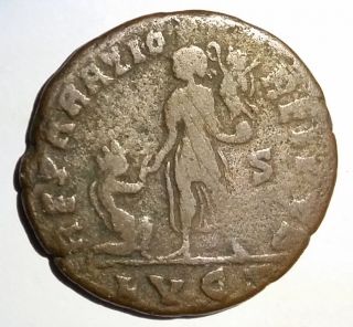 Ancient Roman Bronze Coin Gratian 367 - 383ad Emperor Raising Kneeling Female photo