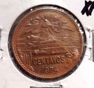 Circulated Xf In Grade 1974 20 Centavos Mexican Coin (020116) photo