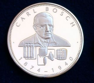 German Commemorative.  999 Silver Medallion Carl Bosch 1990s Uncirculated photo