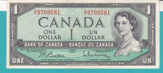 The Canada One Dollar Banknote 1954 G/f 9709581 photo