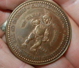 1973 Norwegian Syttende Mai Festival Medal Coin Stoughton Wisconsin With Troll photo