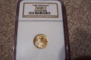 1988 Eagle Gold $5.  00 Ms 69.  Coin.  Xxxlent photo