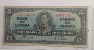 Bank Of Canada 1937 $5 Cinq Dollars Coyne - Towers photo