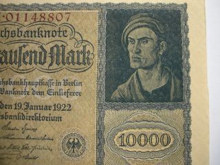 Germany Inflation - Era “vampire” 10,  000 Mark Note 1922/unc photo