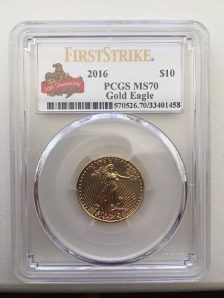 2016 Gold Eagle Bullion Coin 1/4oz Ms70 photo