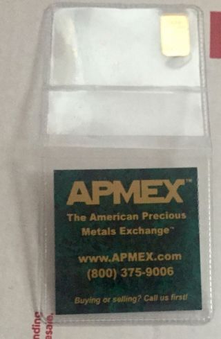 1 Gram Apmex Gold Bar Pure Gold.  9999 photo