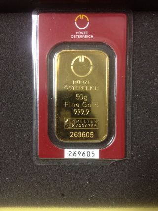 50 Gram Gold Bar - Austrian (in Assay) photo