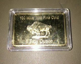 Buffalo 1 Troy Oz.  999/1000 Gold Bar photo
