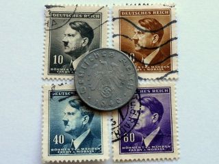 10 Reichspfennig 1940 D Coin,  Nazi Stamps.  Km 101.  Hitler.  Wwii.  H341 photo
