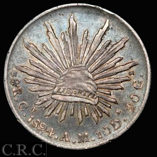 Mexico 8 Reales 1894 - Cnam.  900 Silver Dollar photo